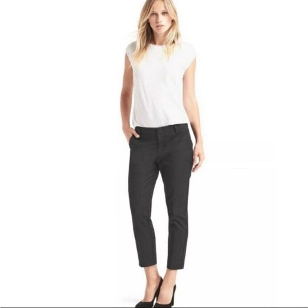 Gap Slim Cropped Stretch Women Dress Pants In Black Size 2R
